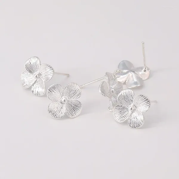 Boucles d'oreilles pendantes, 5 paires, plaqué argent Sterling 925, 4 pétales de fleurs, connecteurs de liaison, accessoires de bijouterie à faire soi-même