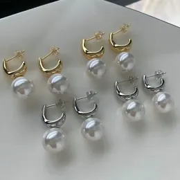 Boucles d'oreilles pendantes pour femmes, 5 paires/lot, à la mode, tempérament Simple, perle plaquée or/argent, bijoux délicats, vente en gros