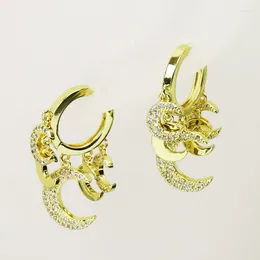 Boucles d'oreilles en peluche 5paies zircone Crescent Shape Hoop Fashion Gold Color Gift For Women Jewelry 51567