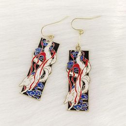 Pendientes colgantes 6 par/lote joyería de moda pendiente de zorro esmaltado de Metal para mujer