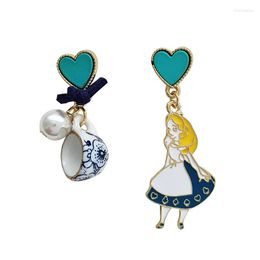 Boucles d'oreilles pendantes 6 paires/lot bijoux de mode en gros métal émail conte de fées coupe princesse pour les femmes