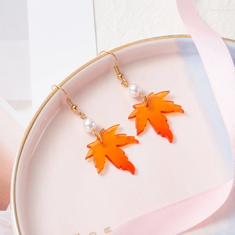 Dangle Ohrringe 634d Red Fall für Frauen Mädchen Halloween Thanksgiving Drop Jewelry Geschenk