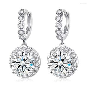 Boucles d'oreilles pendantes 6ct Moissanite Drop S925 Sterling Silver Classic Diamond Hoop Pass GRA Certificate Wholesale