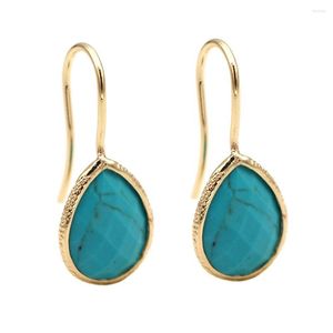 Boucles d'oreilles pendantes 6 paires à la mode plaqué or pierre gemme boucle d'oreille améthyste Turquoise Labradorite goutte fête bijoux pour femmes