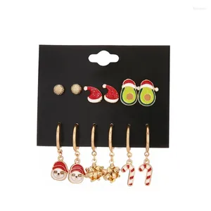 Dangle Oorbellen 6Pairs Vakantie Set Verscheidenheid Kerst Kerst Kruk Kerstmuts Sieraden F19D