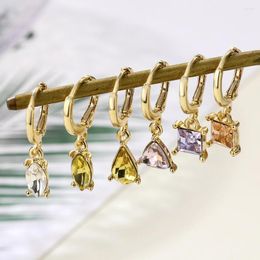 Boucles d'oreilles pendantes 6 pièces couleur cubique zircone cuivre boucle femmes petit Simple forme de goutte dames bijoux vente en gros directe