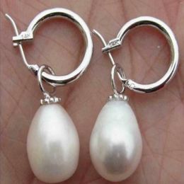 Boucles d'oreilles pendantes 8-10mm, perle blanche des mers du sud, or 14 carats, fête des mères, magnifique crochet de pâques pour l'aquaculture