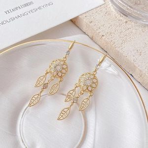 Boucles d'oreilles en peluche 925 Silver Fashion Dream Catcher Star Leaf Feme Femme Simple Long Tassel Exquis Temperament de mariage Bijoux de mariage