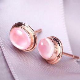 Boucles d'oreilles pendantes 925 argent mosaïque rose cristal rond à la mode bijoux à breloques accessoires cadeaux pour ses femmes