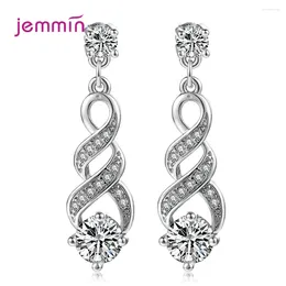 Boucles d'oreilles en peluche 925 Silver Music Notes Drop Full Cz Clear Crystal Muring Music Musical Fans Pendentie pour femmes bijoux de mode