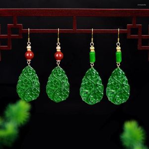 Pendientes colgantes Plata 925 Jade verde natural Ahueca hacia fuera DIY Phoenix Charm Joyería Accesorios de moda Mujer tallada a mano Amuleto Regalos