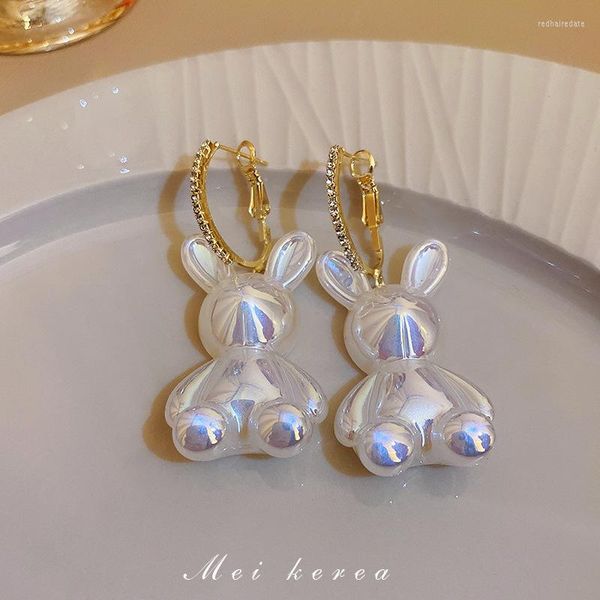Boucles d'oreilles pendantes en argent 925, aiguille en diamant, perle japonaise et coréenne Ins, anneau d'oreille doux et mignon, bijoux gracieux