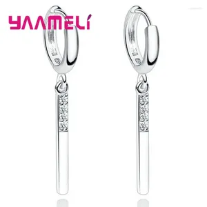 Dangle Oorbellen 925 Zilveren Naald Wild Ear Clip Lange Drop Clear Cubic Zirconia Strass Kristal Fijne Sieraden Verjaardag