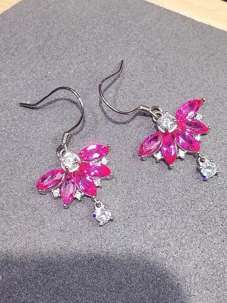 Pendientes colgantes de plata 925 con topacio rosa para fiesta, 4 gotas naturales de 6 mm, clásico para niña joven