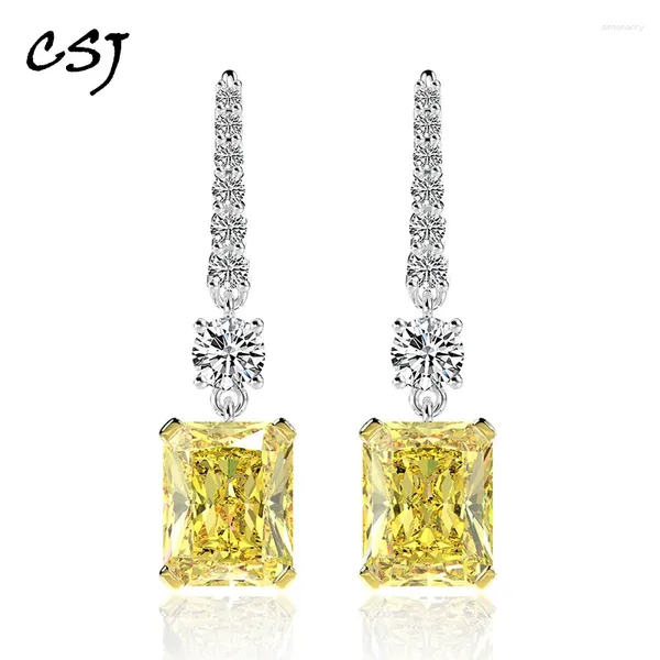 Boucles d'oreilles pendantes en argent Sterling 925, création de pierres précieuses Moissanite Citrine, bijoux fins pour femmes, cadeau de fête de mariage, vente en gros