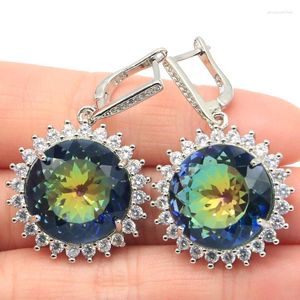 Boucles d'oreilles pendantes 925 ARGENT STERLING SOLIDE 20g Charmant Grenat Tsavorite Violet Topaze Citrine Dorée Tanzanite Blanc CZ Usage Quotidien