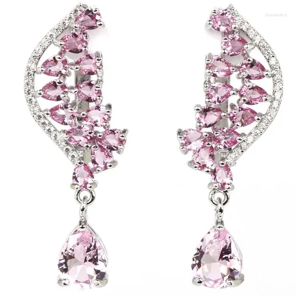 Pendientes colgantes 925 PLATA DE LEY SÓLIDA Hermosa Kunzite rosa Rubíes de sangre Topacio azul suizo Granate Blanco CZ Joyería Boda de la mujer