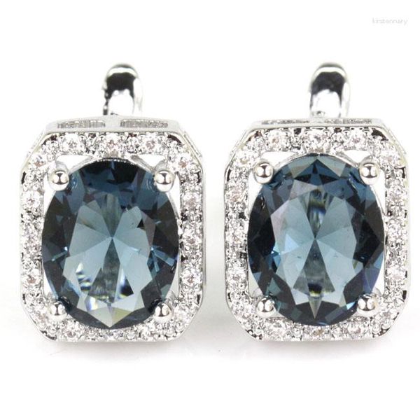 Boucles d'oreilles pendantes 925 ARGENT STERLING SOLIDE Non chauffé Topaze bleue de Londres Doré Citrine Rose Tourmaline Blanc CZ Haute Tendance Poli