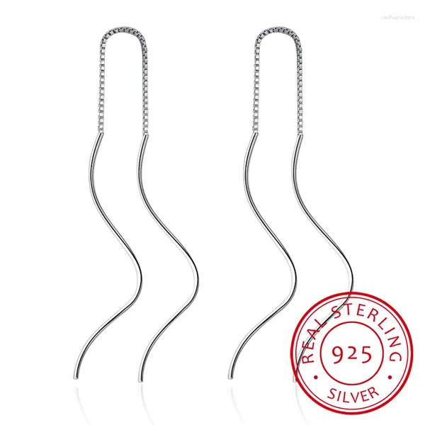 Boucles d'oreilles pendantes en argent 925, bijoux mignons, longs et simples pour femmes, Brincos fins