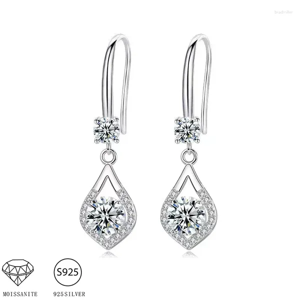 Boucles d'oreilles en peluche 925 argent sterling 1-2 Carat Moisanite Water Drop haut de gamme Decoration décontractée mignonne pour petite amie