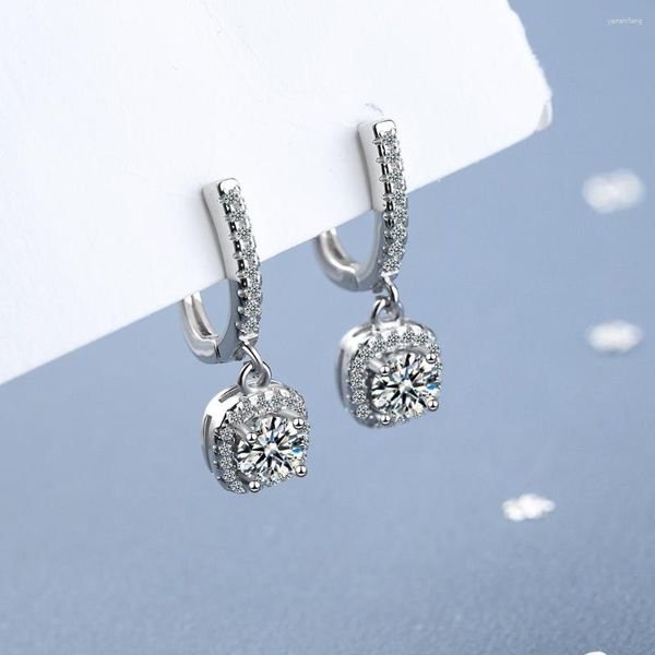 Boucles d'oreilles pendantes en argent sterling 925 1 carat Moissanite Boucles d'oreilles pour femmes Mode Aros Mujer Oreja Diamant Gemstone Orecchini Girls