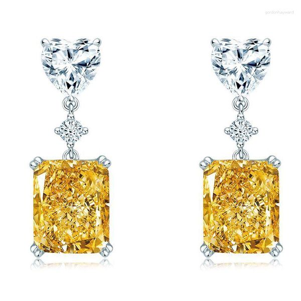 Boucles d'oreilles pendantes en argent sterling 925 9 11 mm fleur coupée jaune à haute teneur en carbone diamant crochet d'oreille bijoux une pièce