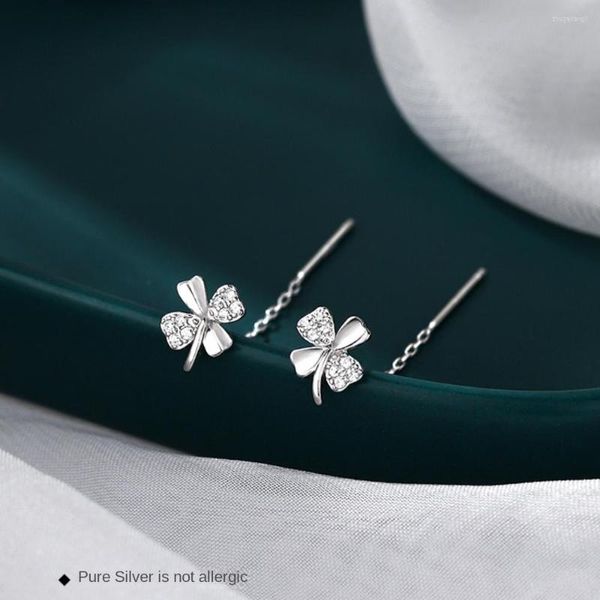 Boucles d'oreilles pendantes 925 en argent Sterling couleur mode Zircon trèfle oreille fil femmes gland chaîne pendentif étudiant bijoux cadeau anneaux