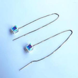 Boucles d'oreilles pendantes ! 925 argent sterling coloré cristal naturel gland géométrique solide simple mode bijoux cadeau