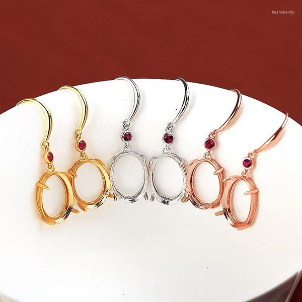 Boucles d'oreilles pendantes en argent sterling 925 pour femmes, fiançailles, mariage, cabochon ovale 10x14 mm, semi-monture, réglage ambre turquoise