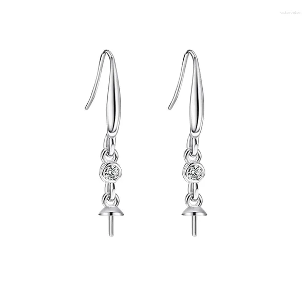 Pendientes colgantes de plata de ley 925 para mujer, compromiso, boda, semimontaje, 6 mm, 7 mm, 8 mm, 9 mm, 10 mm, cuentas de perlas