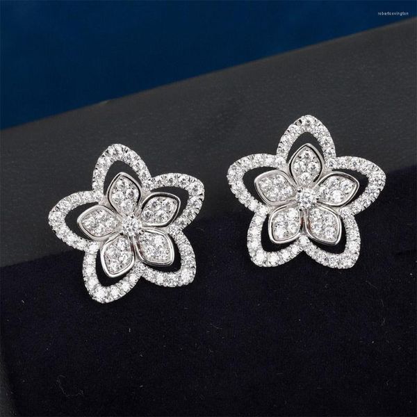 Pendientes colgantes 925 Joyería de plata esterlina Sombra de flores Drop 5a Cristal para mujeres Bijoux de alta calidad