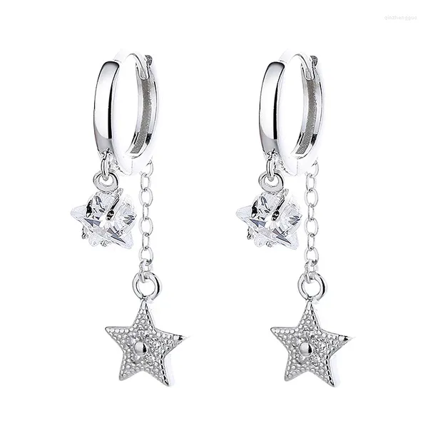 Pendientes colgantes de Plata de Ley 925 con borla de estrella de cinco puntos, joyería geométrica de moda exquisita de lujo para mujer