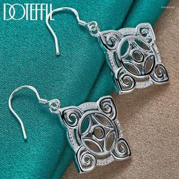 Boucles d'oreilles en peluche 925 Siltling Silver Geométric Geometric Drop Bringon For Women Lady Wedding Engagement Party Fashion Bijoux