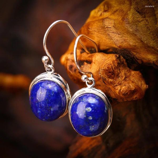 Boucles d'oreilles pendantes en argent Sterling 925 incrusté de Lapis Lazuli naturel, modèles féminins