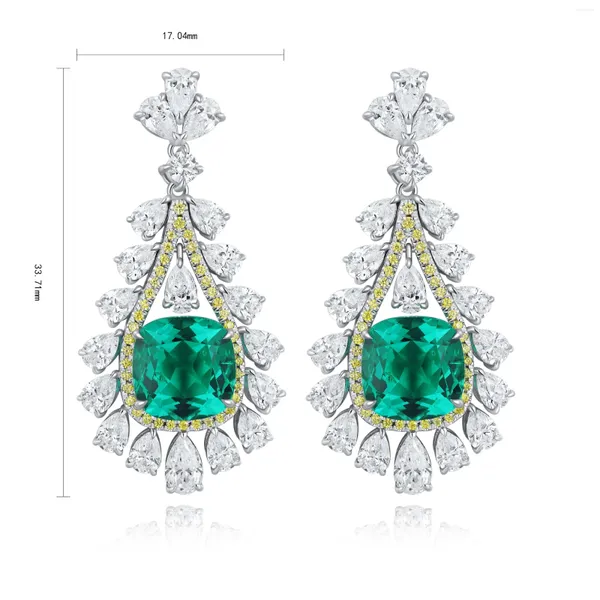 Boucles d'oreilles en peluche 925 Sterling Silver Lab Grown Emerald Drop pour femmes Idée cadeau de bijoux vintage sa fête de mariage