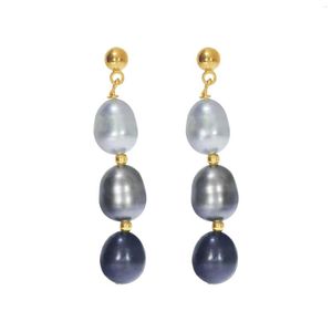 Dange oorbellen 925 Sterling Silver Natural Freshwater Cultured Pearl 14K Gold Polated Drop Earring For Women 2023 Trend Fashion Handmade