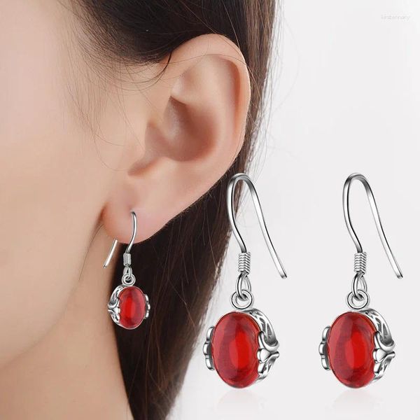 Boucles d'oreilles en peluche 925 Origine argent sterling émeraud Eaude Femmes Aros Mujer Oreja Green Jewelry Gemstone Drop