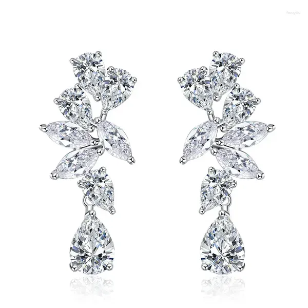 Boucles d'oreilles en peluche 925 Sterling Silver Pear Lab White Sapphire Gemstone Fine Bijoux pour les femmes Gift de mariage en gros