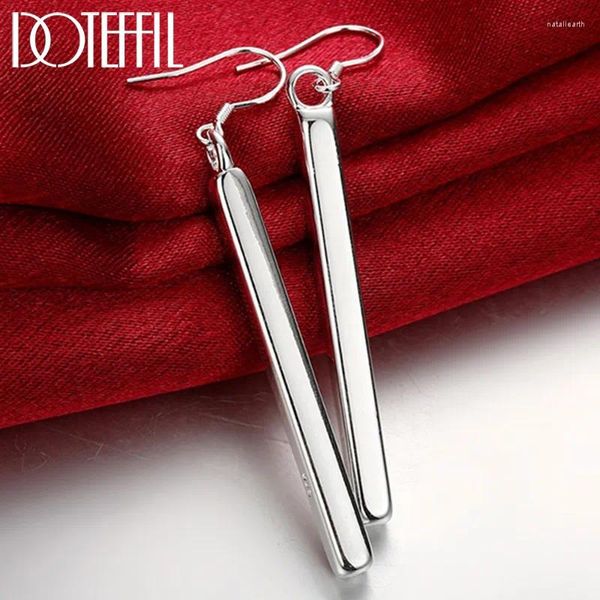 Boucles d'oreilles pendantes en argent Sterling 925, petite breloque cylindrique lisse, bijoux pour femmes, cadeau de fête de mariage à la mode