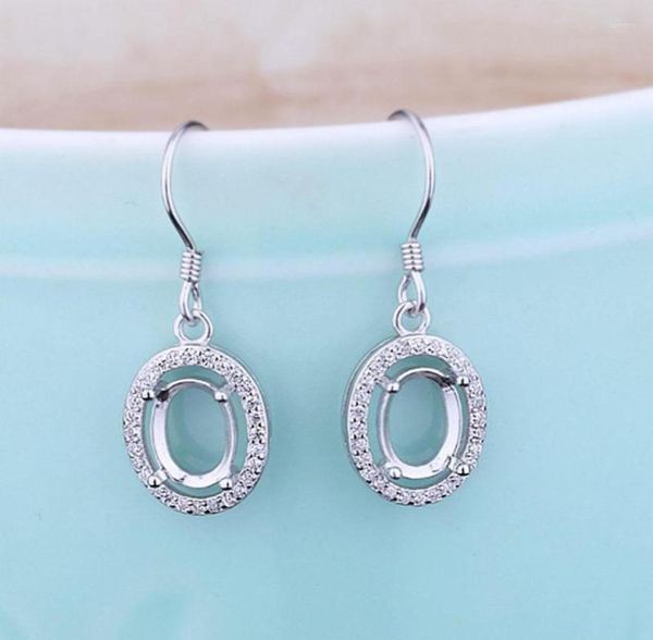 Boucles d'oreilles pendantes en argent Sterling 925 pour femmes, goutte de cristal, cabochon ovale 6x8mm, réglage de crochet Semi-monté 2332809