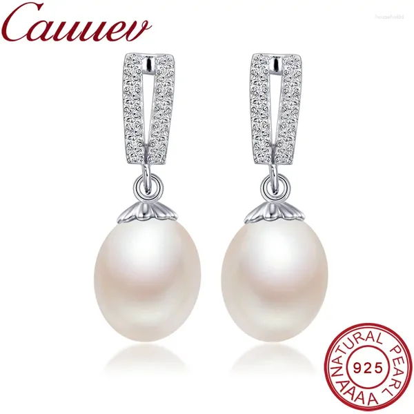 Pendientes colgantes AAAA de alta calidad con perlas naturales, gota larga, 2024, joyería de plata de ley 925 con circonita para mujer, 5 colores