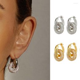 Boucles d'oreilles pendantes accessoires luxe ethnique Chic fête bohème bijoux de mariage Zircon pavé cristal pierre boule Disco pour les femmes