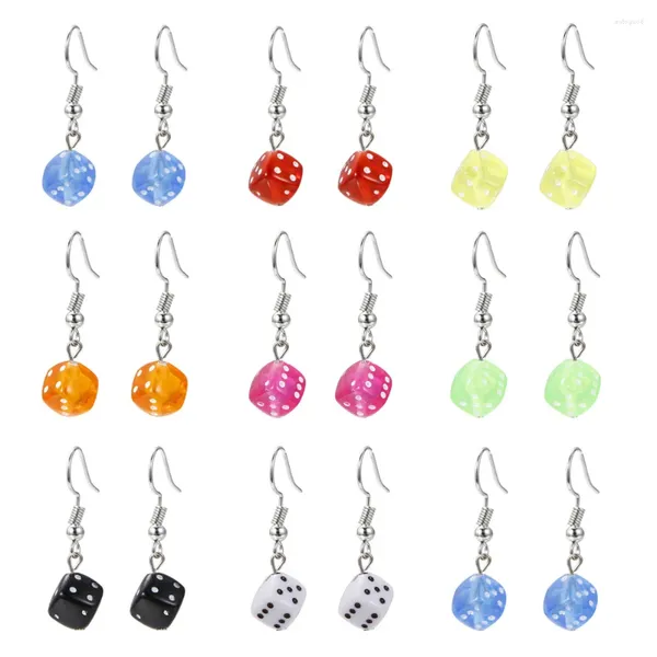 Boucles d'oreilles pendantes en acrylique coloré, dés 3D, Cool Punk, bonbons créatifs, bijoux minimalistes pour femmes et filles, accessoires cadeaux