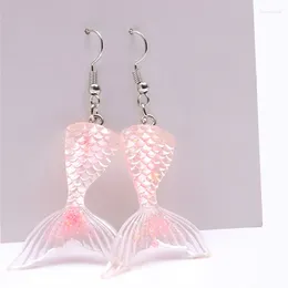 Boucles d'oreilles en pendaison d'oreilles en acrylique fée grunge pêche à la queue de poisson pour femmes originalité de la mode sirène