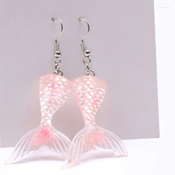 Boucles d'oreilles en pendaison d'oreilles en acrylique fée grunge pêche à la queue de poisson pour femmes originalité de la mode sirène