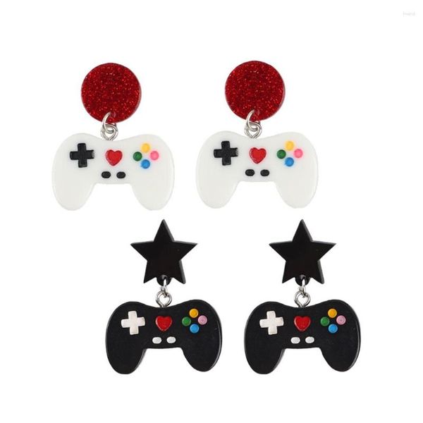 Boucles d'oreilles pendantes en acrylique pour femmes, contrôleur de jeu, goutte géométrique, noir et blanc, poignée de Machine, Joystick, cadeaux, bijoux