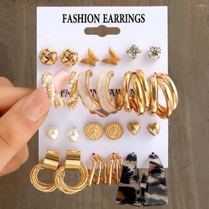 Dangle Oorbellen Acryl Luipaard Set van 6 Mode Geometrische Gouden Kleur Vlinder Hart Voor Vrouwen Vintage Sieraden