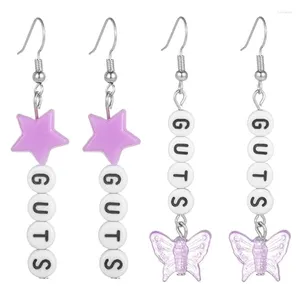 Dange oorbellen Acryl Letter Star/Butterfly Bead Ear Hangers modieuze thema -oren ringen Decoraties HXBA