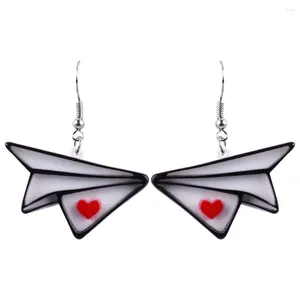 Boucles d'oreilles pendantes en papier acrylique pour femmes, pendentif en forme d'avion, de pêche, de cœur, de dessin animé drôle, d'amour, tendance, bijoux cadeaux, 2024