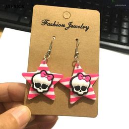 Bengelen oorbellen acryl skelet star oorbel kleurrijk gestreepte pentagram drop persoonlijkheid Halloween sieraden cadeau